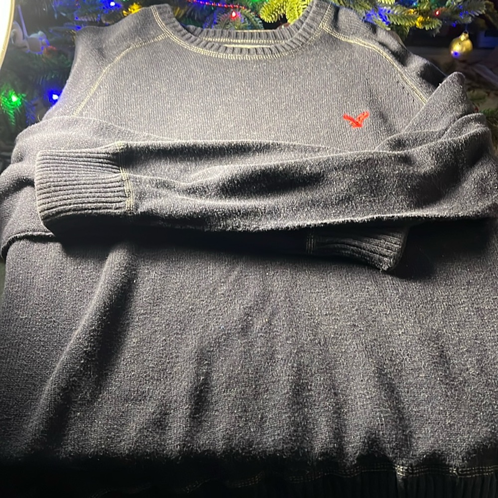 American Eagle Men’s Crewneck Logo Sweater Color Blue Size XL